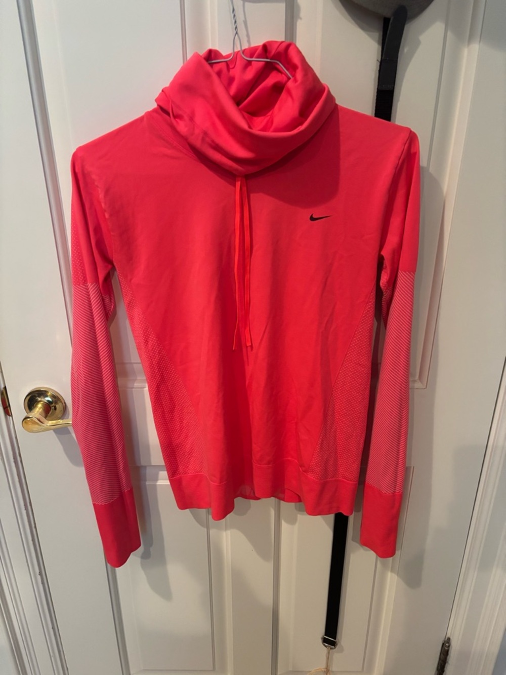 Nike Coral-Pink Long Sleeve Cowl Neck Athletic Top